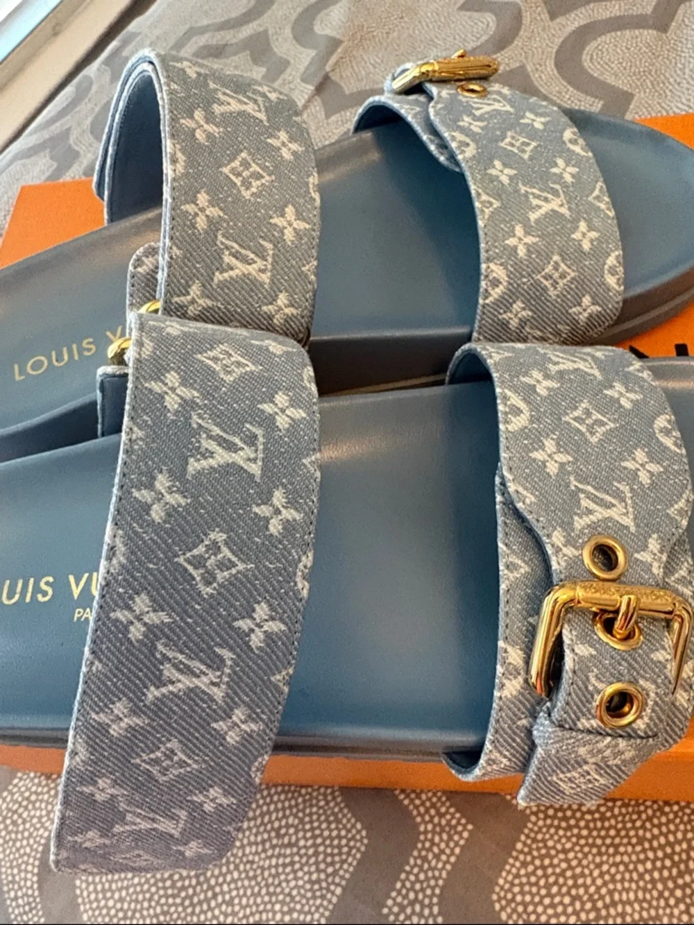 Louis Vuitton Light Blue Monogram Denim Double-Strap Slides
Can ship next day - Picture 9 of 13